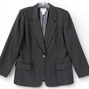 Pendleton Black Wool Blazer | Petite 14 | Made in USA | Classic Tailored